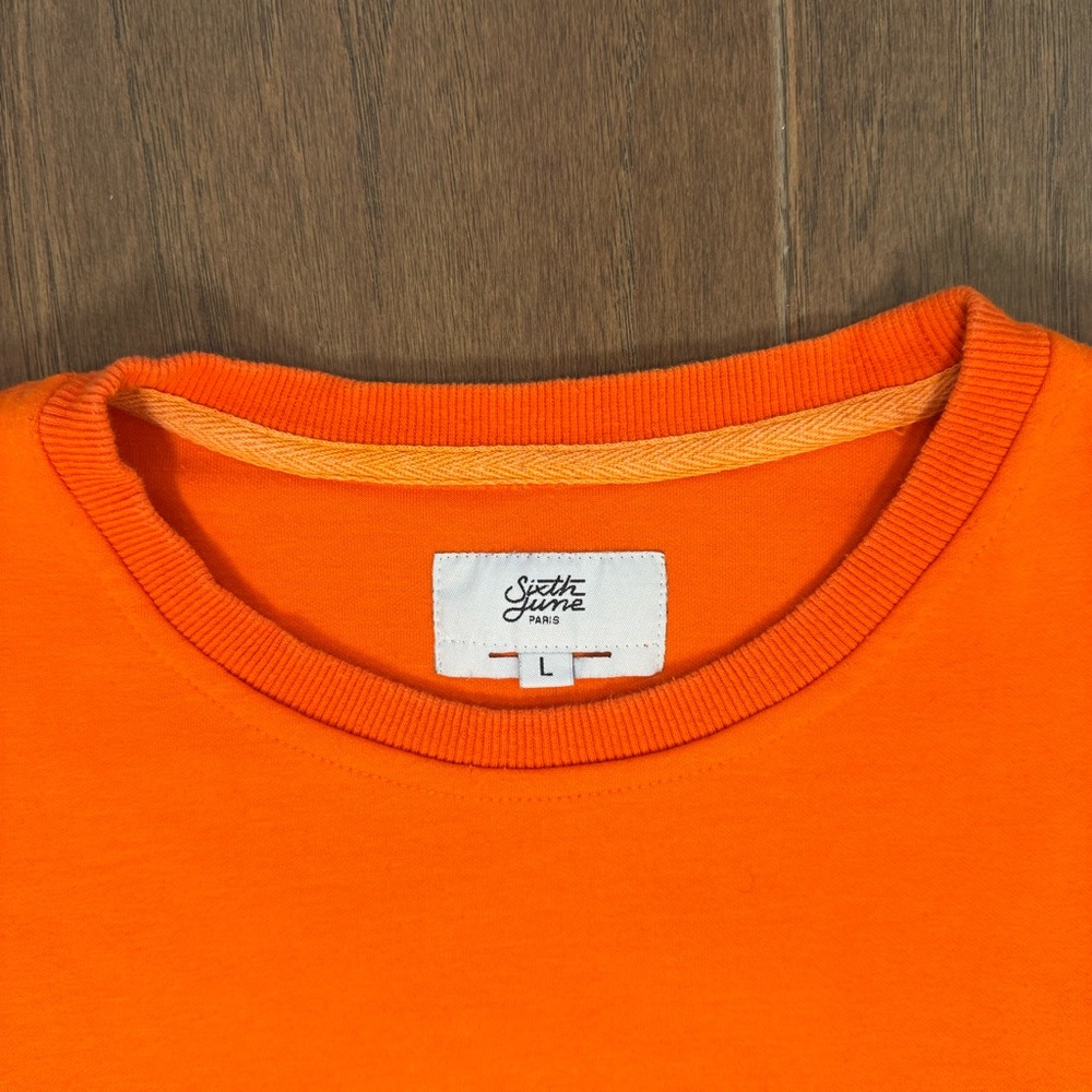 Men's Vibrant Orange Crewneck Sweater - Picture 8 of 16